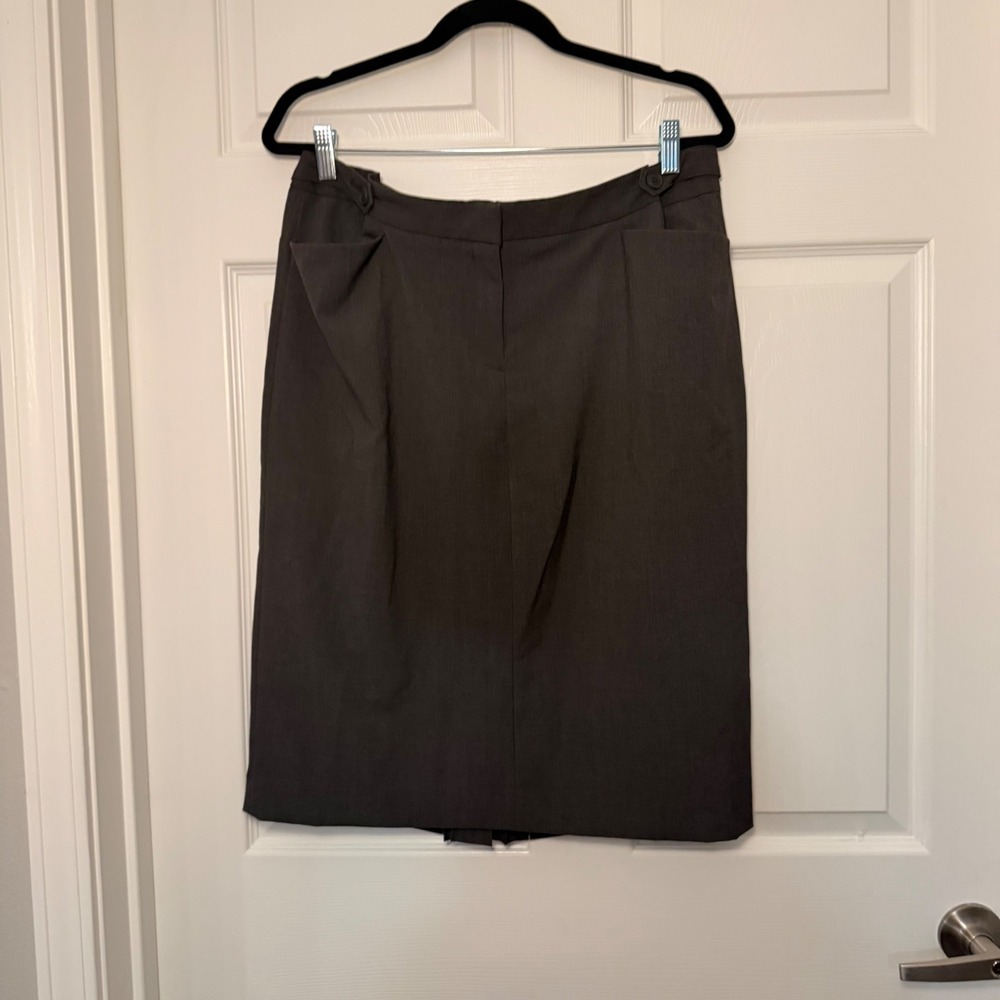 Norma Kamali Pencil Skirt Grey Heather 16 Professional Work Office Minimalist